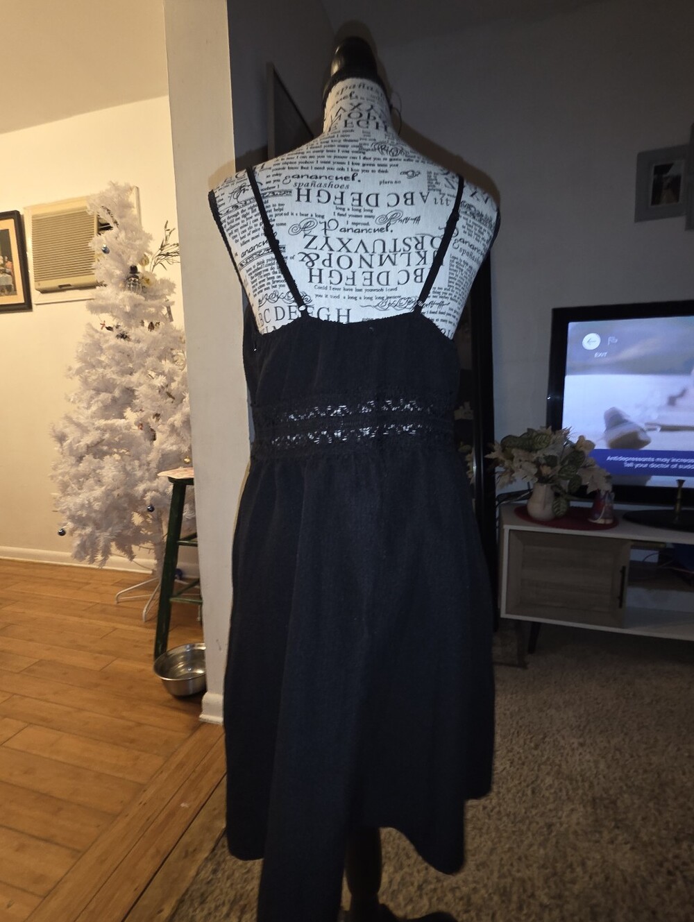 Black Spaghetti Strap Lace-Trim Sundress